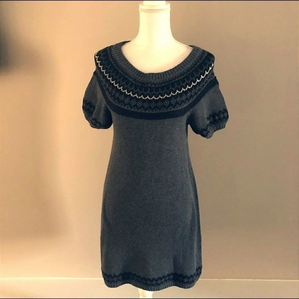 BCBG MaxAzria Gray Short-sleeve Sweater Dress - Size M